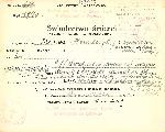 �wiadectwo �mierci szer. Tadeusza Kowalczyka wydane 28 czerwca 1940 r. w Parafii rzymskokatolickiej pw. �w. Stanis�awa Kostki w Warszawie na �oliborzu.