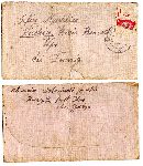 Koperta listu Zofii Myszkier w Wysinie do so�tysa wsi Kresy B J�zefa Sa�aci�skiego z dn. 20 lutego 1941 r. ws. miejsca spoczynku jej poleg�ego m�a Jana Myszkiera (dok. ze zb. rodzinnych).