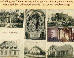 Karta pocztowa z widokami Starego Gostynia, m.in. wizerunkiem ko�cio�a �w. Marcina, miejsca chrztu Stanis�awa Kostki Nadolnego, i ks. dr. Ludwika Sobkowskiego, kt�ry udzieli� sakramentu, oraz szko�y katolickiej, miejsca nauki weterana (dok. udost�pni�a Bo�ys�awa Nadolna).