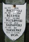 Jan Paczowski, upami�tniony na imiennej tablicy epitafijnej w obr�bie kwatery wojennej na cmentarzu parafialnym w Juliopolu.