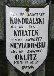 Stanis�aw Kondralski, upami�tniony na imiennej tablicy epitafijnej na wydzielonej kwaterze na cmentarzu rzymskokatolickim w Juliopolu.