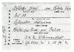 Karta poszukiwa� sporz�dzona 26 sierpnia 1940 r. w Oddziale w �odzi Niemieckiego Czerwonego Krzy�a w zwi�zku z poszukiwaniem zaginionego J�zefa Bilickiego przez �on� (dok. ze zb. Biura Informacji i Poszukiwa� PCK w Warszawie, reprodukcja w archiwum rodzinnym).
