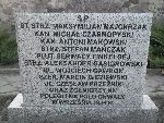 Kan. Micha� Czarnopyski upami�tniony na imiennej tablicy epitafijnej na mogile zbiorowej  w obr�bie kwatery wojennej �o�nierzy Wojska Polskiego na cm. parafii rzymskokatolickiej pw. Nawiedzenia Naj�wi�tszej Marii Panny i �w. J�zefa w Bielawach.                                        Stan z dn. 14.09.2014 r. (fot. B�a�ej Kucharski). 
