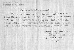 Za�wiadczenie o s�u�bie wojskowej Leonarda �ysza wystawione 11 pa�dziernika 1939 r. w obozie przej�ciowym dla je�c�w wojennych w Dzia�dowie przez pp�k. dypl. Antoniego Chru�ciela, dow�dc� 82 pu�ku piechoty (dok. ze zb. rodzinnych Krzysztofa J. Kwiatkowskiego).