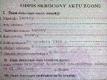 Fragment odpisu skr�conego aktu zgonu Jana ��cznego wydanego 23 marca 2012 r. przez Urz�d Stanu Cywilnego w Ko�cianie (dok. ze zb. rodzinnych).