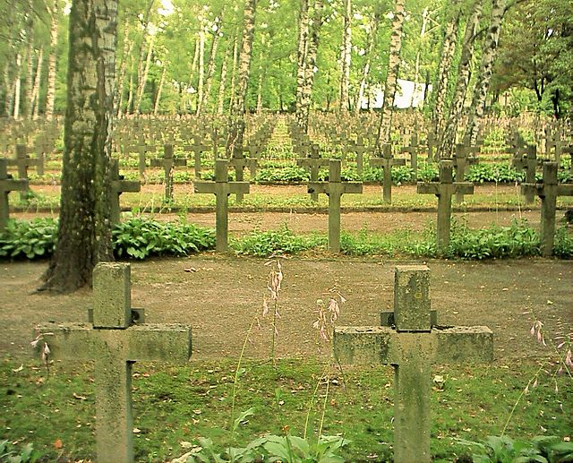Groby �o�nierzy poleg�ych podczas wojny polsko-bolszewickiej na warszawskich Pow�zkach (�r�d�o: Wikimedia Commons).